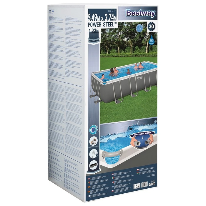 Бассейн каркасный Power Steel, 549х274х132 см, песочный фильтр-насос, лестница, тент, 5619Q Бассейн каркасный Power Steel, 549х274х132 см, песочный фильтр-насос, лестница, тент, 5619Q