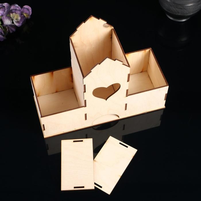 Заготовка для декупажа Заготовка для декупажа "Чайный домик "Сердечко" с отделениями 27 х 11 х 22 см