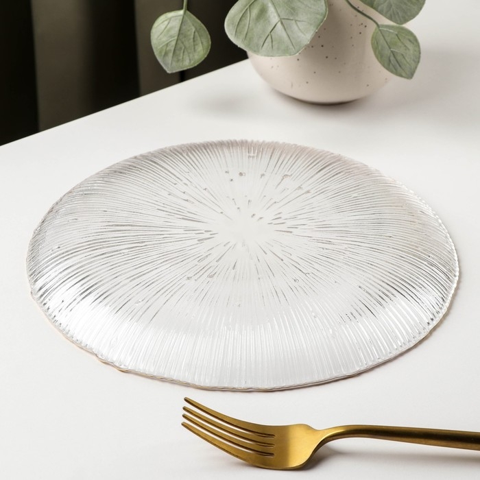 Тарелка стеклянная «Фейерверк», d=21,5 см, цвет прозрачный