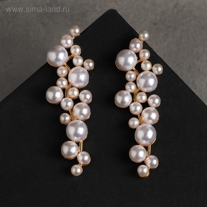 Серьги с жемчугом «Жасмин» ветка с жемчугом, цвет белый в золоте Серьги с жемчугом «Жасмин» ветка с жемчугом, цвет белый в золоте