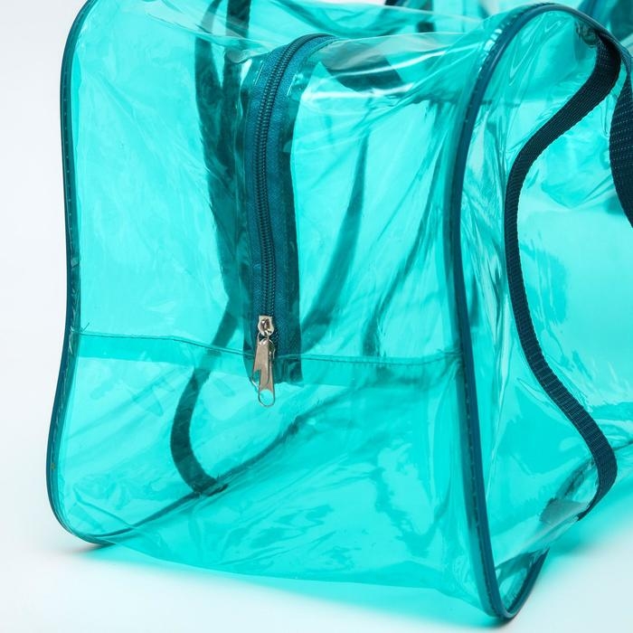 Сумка в роддом, размер 30х50х25 см, цветной ПВХ, цвет прозрачный/бирюзовый, Mum&Baby Сумка в роддом, размер 30х50х25 см, цветной ПВХ, цвет прозрачный/бирюзовый, Mum&Baby