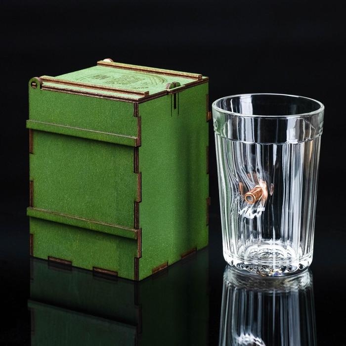 Стакан Стакан "Непробиваемый. Боевой запас", с пулей, граненый, 250 мл