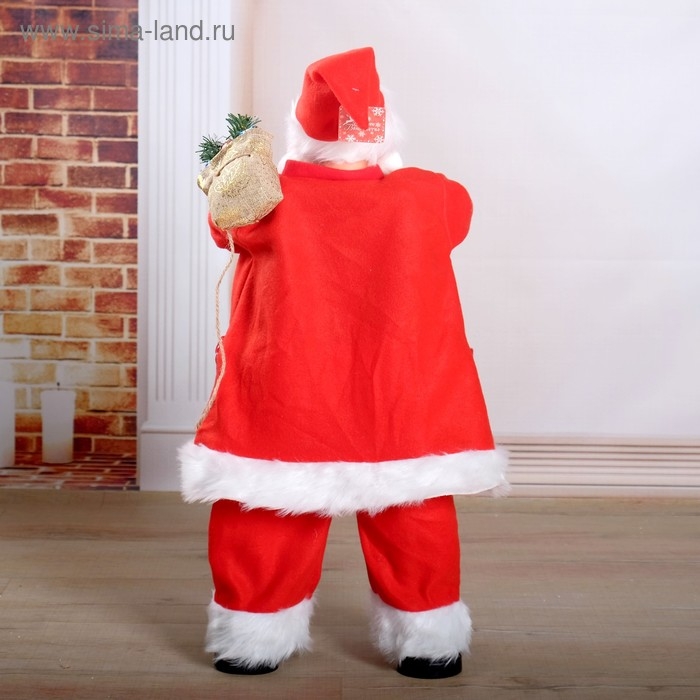 Дед Мороз  Дед Мороз "Красная шубка, в очках, с фонариком" двигается, с подсветкой, 70 см