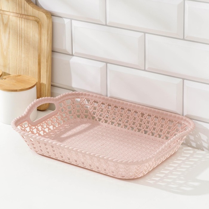 Поднос пластиковый прямоугольный Доляна «Плетение», 32×23×5 см, цвет МИКС Поднос пластиковый прямоугольный Доляна «Плетение», 32×23×5 см, цвет МИКС