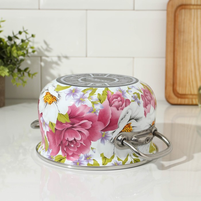 Кастрюля эмалированная «Пион», 2.1 л, стеклянная крышка, индукция Кастрюля эмалированная «Пион», 2.1 л, стеклянная крышка, индукция