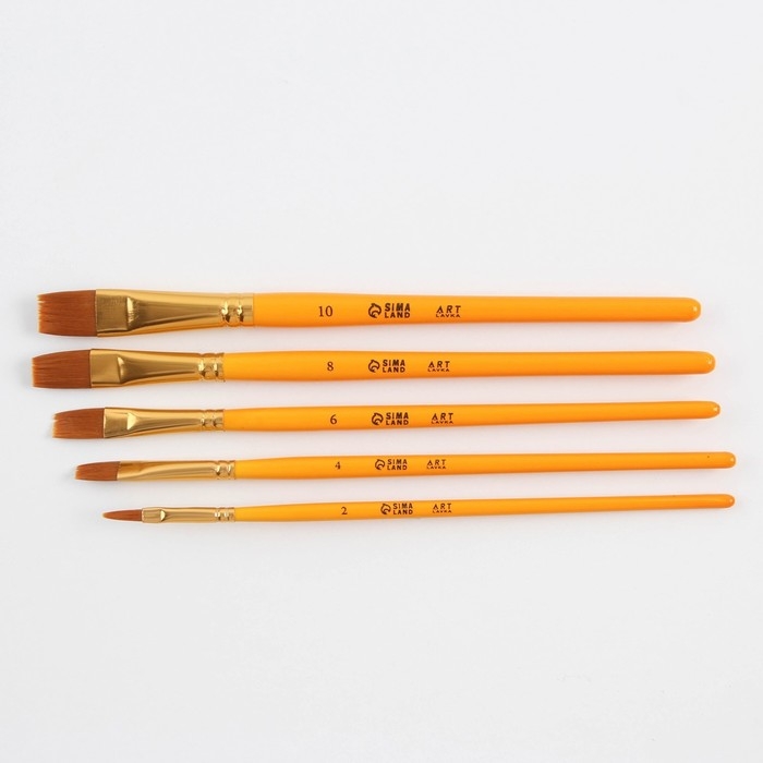 Кисть для рисования набор 5 шт. синтетика плоские № 2,4,6,8,10 Кисть для рисования набор 5 шт. синтетика плоские № 2,4,6,8,10