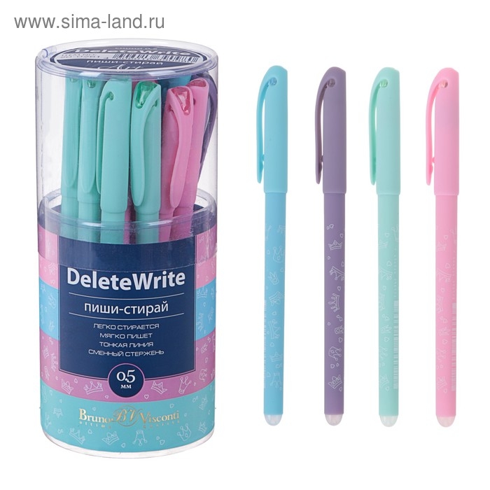 Ручка гелевая со стираемыми чернилами DeleteWrite Art «Принцесса», узел 0.5 мм, синие чернила, матовый корпус Silk Touch, МИКС Ручка гелевая со стираемыми чернилами DeleteWrite Art «Принцесса», узел 0.5 мм, синие чернила, матовый корпус Silk Touch, МИКС