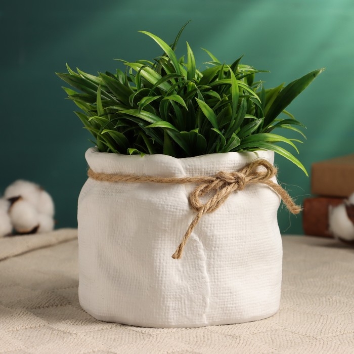 Кашпо  Кашпо "Мешочек" белый, 12х12х13см