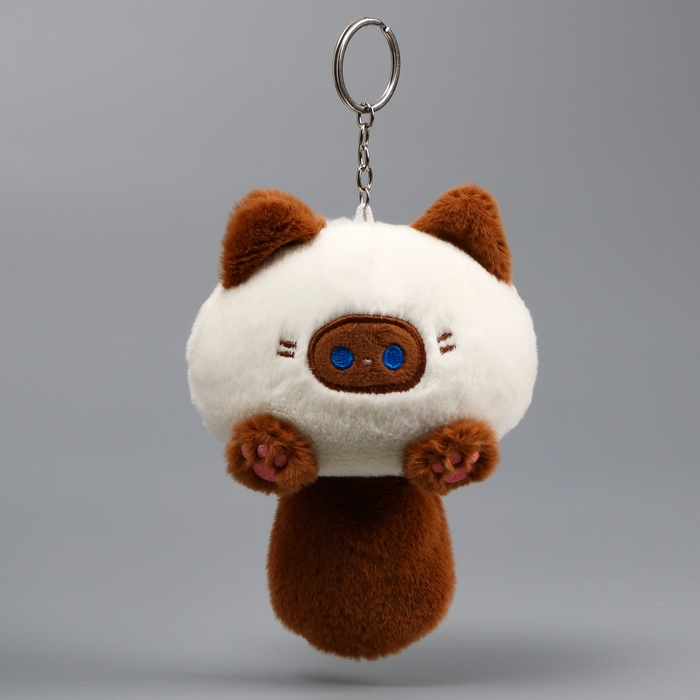 Мягкая игрушка «Котик-кругляш» на брелоке, 11 см, цвет бело-коричневый Мягкая игрушка «Котик-кругляш» на брелоке, 11 см, цвет бело-коричневый