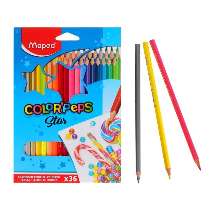 Карандаши трёхгранные, 36 цветов, Maped Color Peps Карандаши трёхгранные, 36 цветов, Maped Color Peps