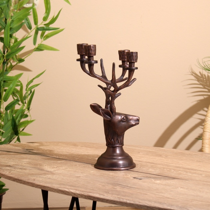 Подсвечник на 4 свечи Подсвечник на 4 свечи "Олень" алюминий 16х12х32 см