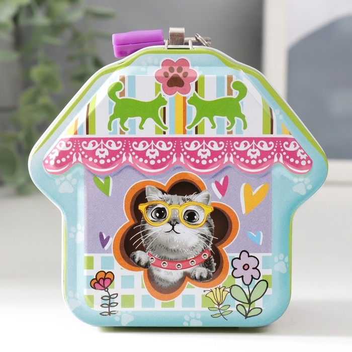 Копилка металл Копилка металл "Будка с животным" МИКС 9х10х5 см