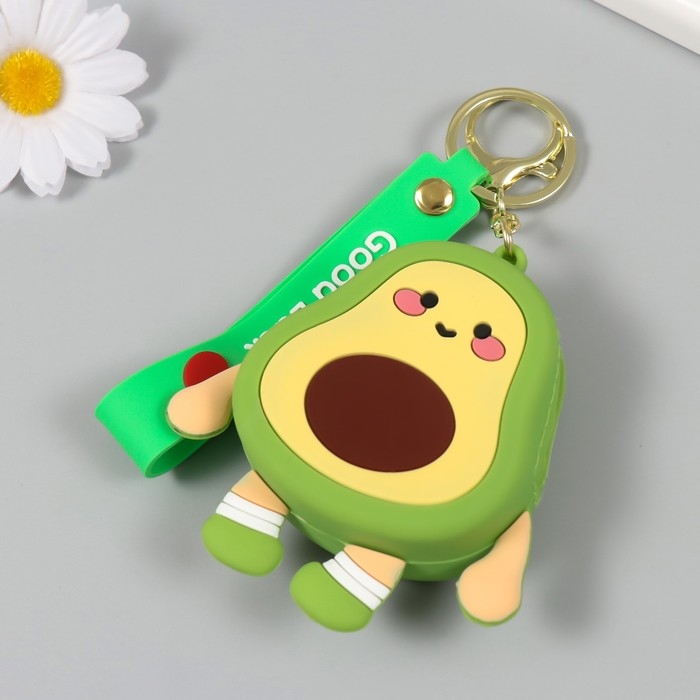 Брелок кошелёк с карабином, ремешком силикон Брелок кошелёк с карабином, ремешком силикон "Авокадинка" 3х9х9 см