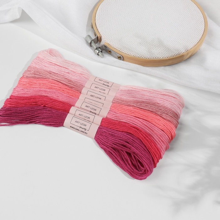 Набор ниток мулине, 8 ± 1 м, 7 шт, цвет розовый спектр