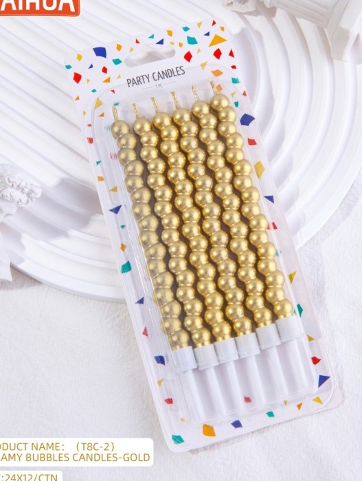 Свечи для торта &laquo;Жемчужины&raquo;, 6 шт., золотые