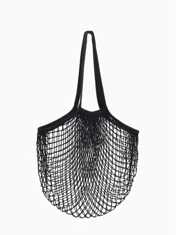 Сумка - авоська плетёная, клетка 1.5 см, чёрная