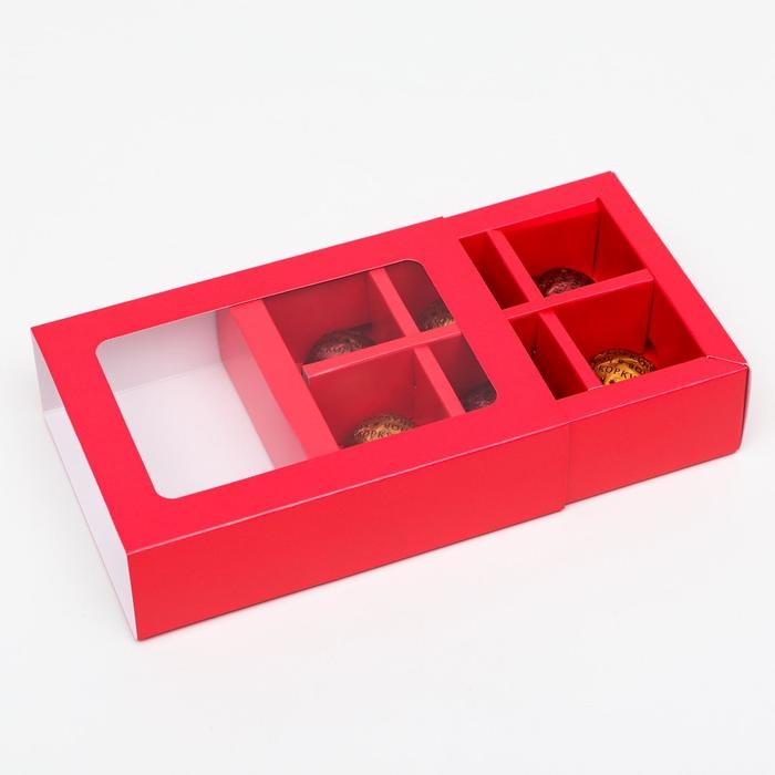 Коробка для конфет 6 шт, алый, 13,7 х 9,85 х 3,86 см Коробка для конфет 6 шт, алый, 13,7 х 9,85 х 3,86 см