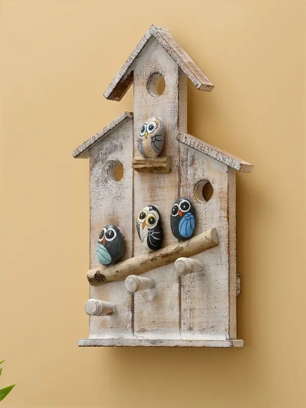 Вешалка Вешалка "Скворечник с воробьями" дерево Албезия 20х5х35 см
