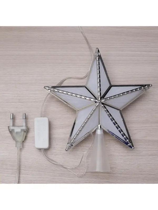 Светодиодная верхушка на ёлку &laquo;Звезда серебристая&raquo;, 16 см, 10 LED, 220 В, свечение мульти