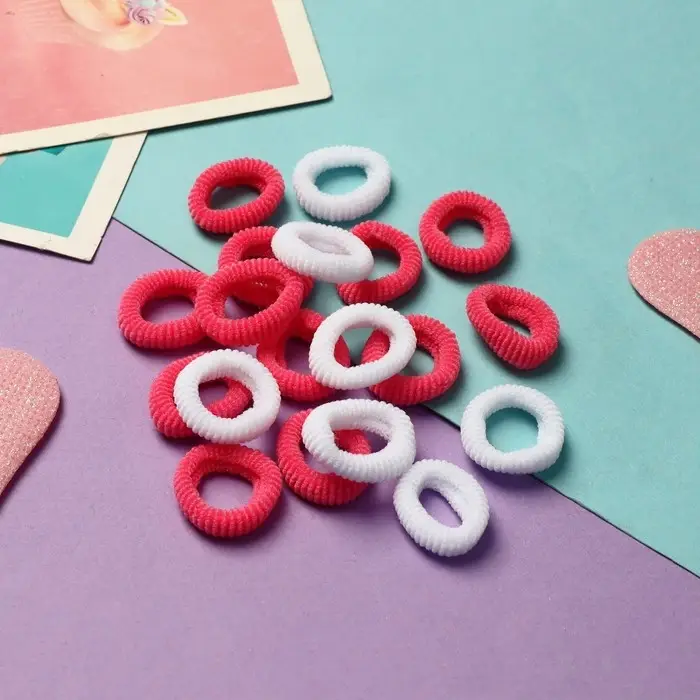 Резинка для волос  Резинка для волос "Махрушка спорт" (набор 100 шт) 1,5 см, розовый-белый