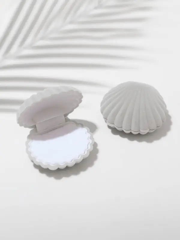 Футляр под кольцо, серьги &laquo;Ракушка&raquo;, бархатный, 6&times;5.5 см, серый