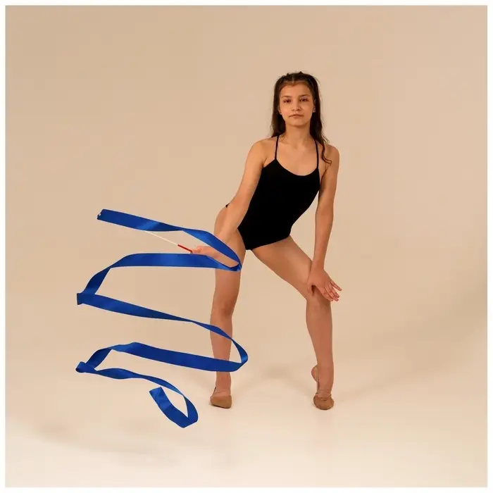 Лента для художественной гимнастики Grace Dance, 4 м, с палочкой, синяя