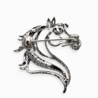 Брошь "Лошадь" изящная, цвет белый в серебре