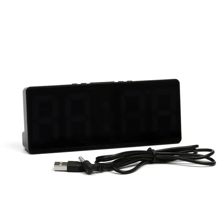 Часы - будильник электронные, настольные, USB, термометр, календарь, 15&times;6.3 см, от батареек ААА
