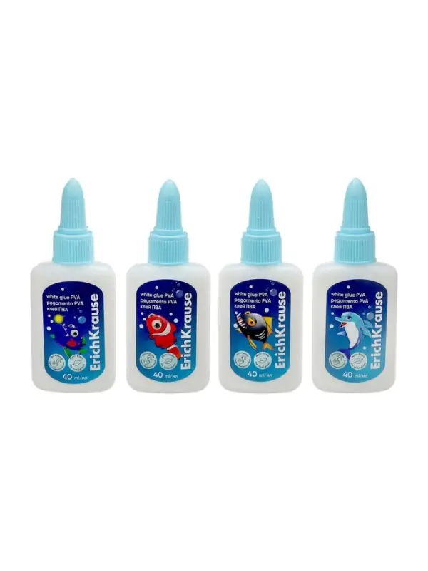 Клей ПВА ErichKrause EasyStick Sea Friends, 40 мл, МИКС