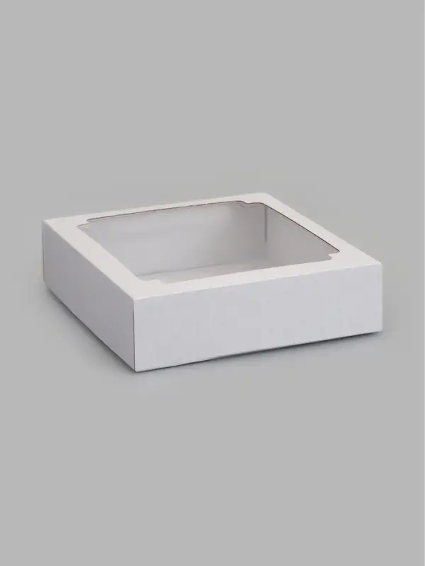 Коробка складная, крышка-дно,с окном, белая, 23 х 23 х 6,5 см