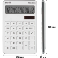Калькулятор настольный КОМП Attache Selection ASС-333,12р,дв.пит,170x108бел