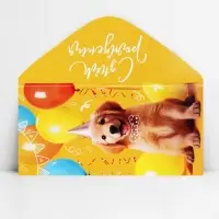 Конверт для денег «С Днём рождения!», ретривер, 16.5 х 8 см