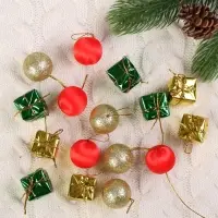 Ёлочные игрушки &laquo;Сочельник&raquo;, набор 16 шт. (8 подарков,8 шариков), МИКС