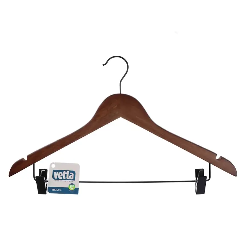 VETTA Вешалка деревянная 45см с клипсами, ренуар, черн.металл