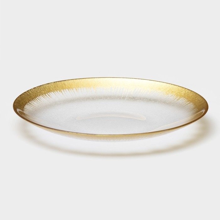 Тарелка стеклянная «Бурлеск», d=27 см, цвет золотой Тарелка стеклянная «Бурлеск», d=27 см, цвет золотой