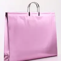 Пакет подарочный ПВХ, голография, розовый, пластиковая ручка, 50&times;42&times;12 см