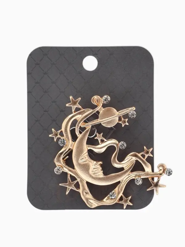 Брошь &laquo;Космос&raquo;, белая в матовом золоте