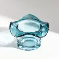 Подсвечник стекло на 1 свечу "Волна" морская волна d=4,5 см 10,5х10,5х7 см