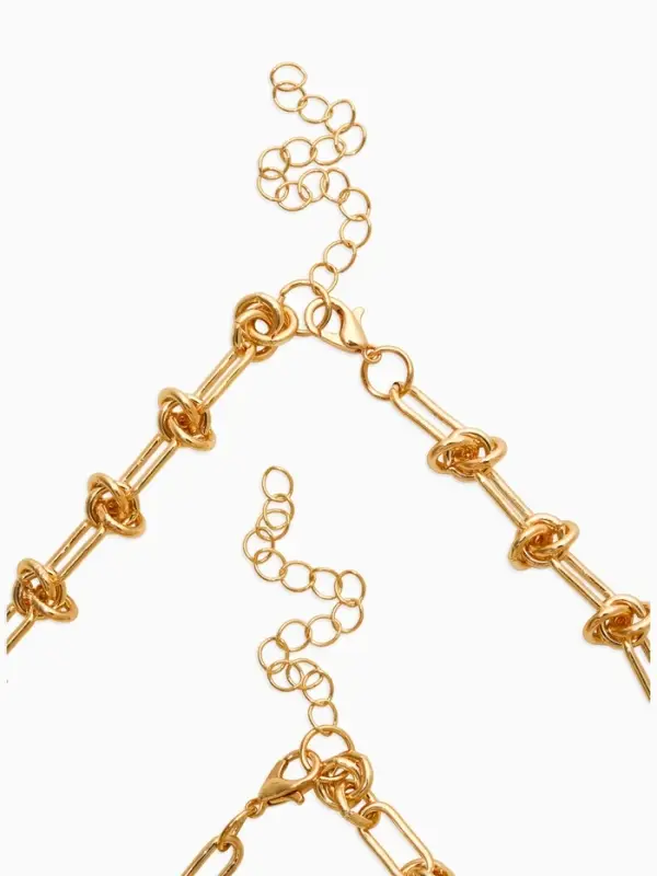 Набор 2 пред-а: цепь,браслет медь "Узел" 20/40+удл, цвет золото