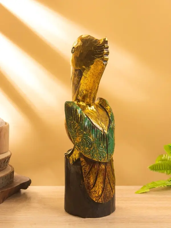 Сувенир интерьерный "Пеликан" 10х10х33 см, дерево, цв. золото