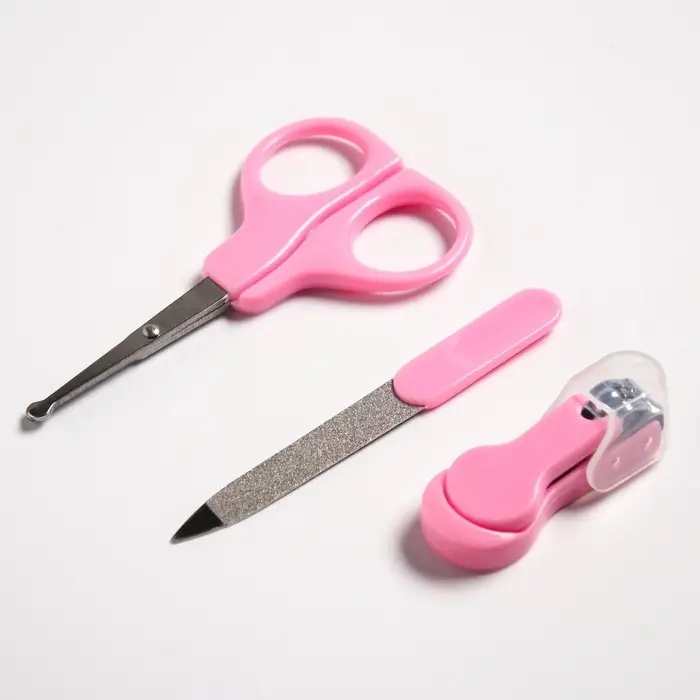 Детский маникюрный набор: ножницы, книпсер, пилка, розовый