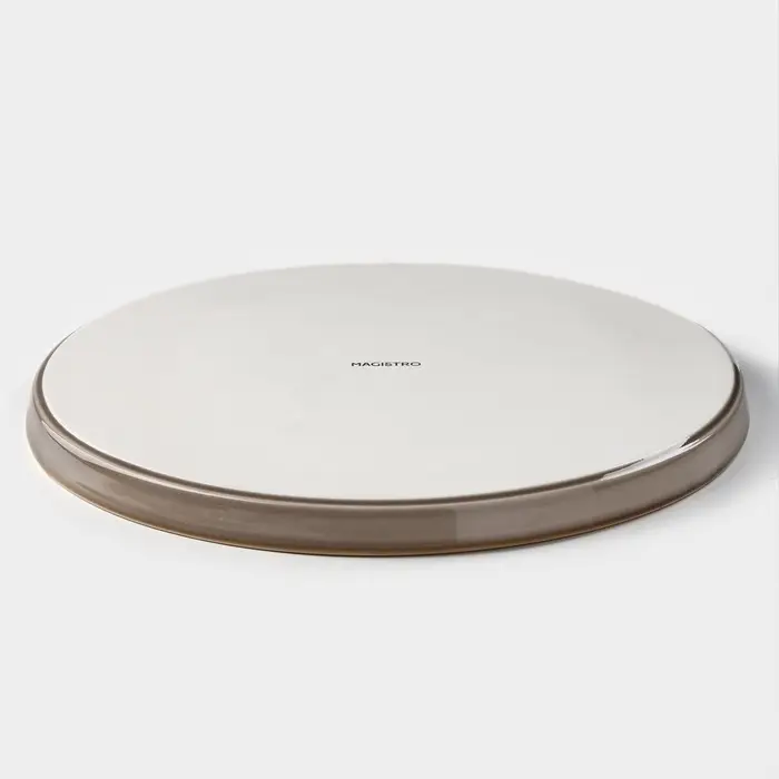 Тарелка Magistro &laquo;Церера&raquo;, d=25.5 см, с бортиком, фарфор, коричневая