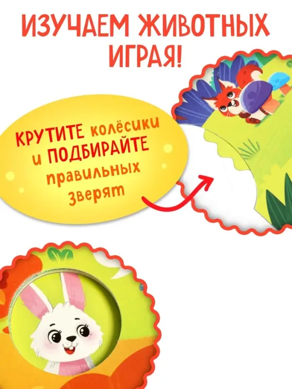 Книга картонная с колёсиком &laquo;Кто в лесу?&raquo;, 12 стр.