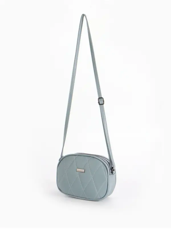 Сумка женская кросс-боди на молнии, 19&times;7&times;15 см, со стёжкой, серо-синяя