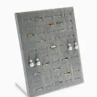 Подставка под кольца QF, 50 мест, флок, 20&times;10&times;25 см, серая