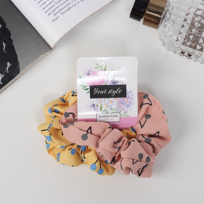 Резинка для волос Резинка для волос "Орбита" (набор 2 шт) Ариадна лето колор, 10 см, розовый жёлтый