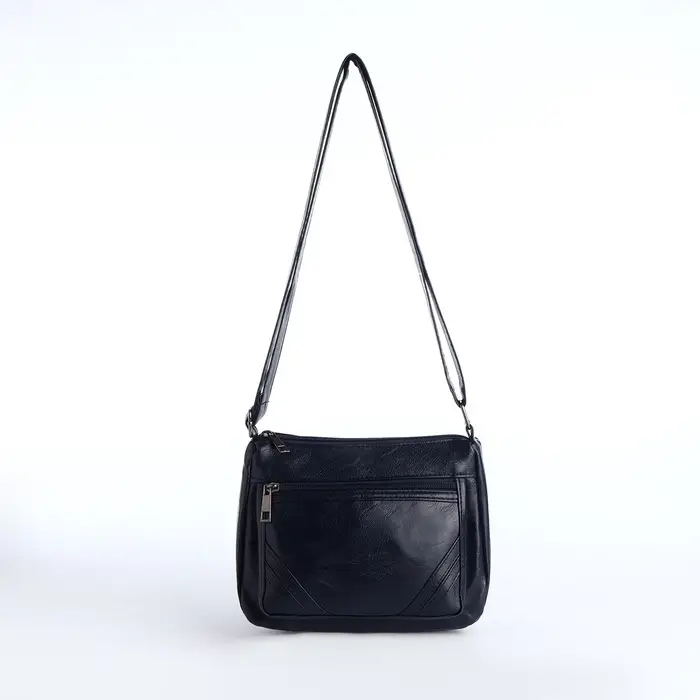 Сумка женская кросс-боди на молнии, 20&times;8.5&times;15 см, однотонная, синяя