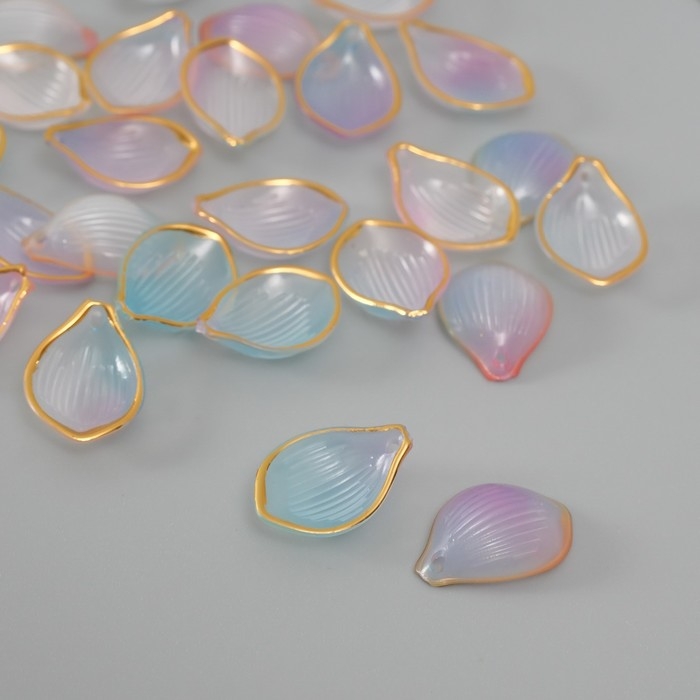 Декор для творчества пластик Декор для творчества пластик "Лепесток сиренево-голубой с золотом" набор 25 шт 2,3х1,6 см