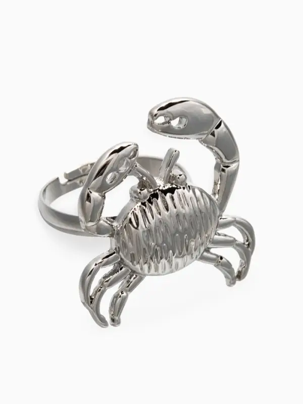 Кольцо "Краб", безразмерное, цвет серебро
