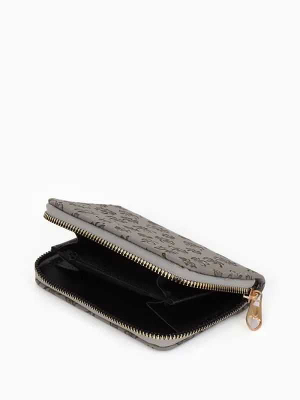 Кошелёк на молнии, 13&times;2&times;9 см, с принтом, серый